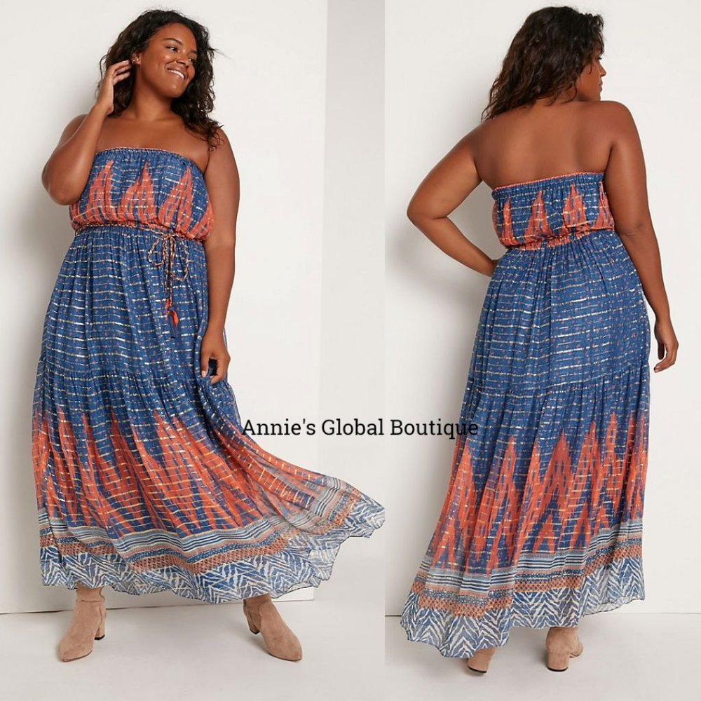 RARE NWT ANTHROPOLOGIE Nora Tasseled Maxi Dress - Picture 8 of 14